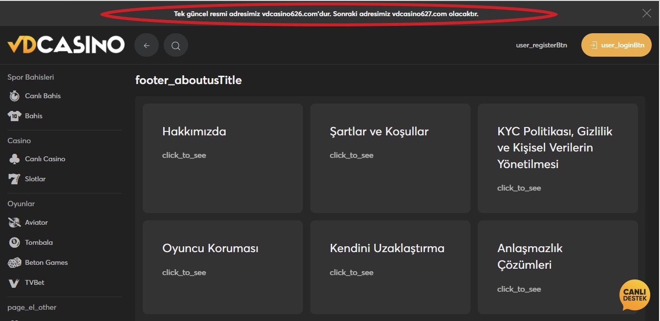 VDCasino yeni giriş adresi